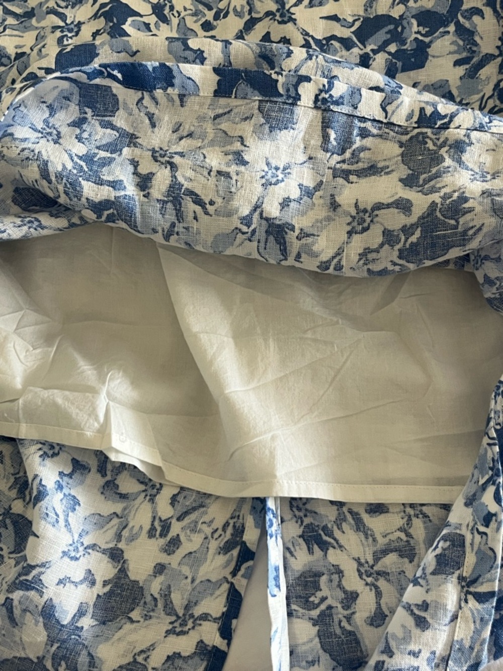 Like New Quince 100% European Linen Blue & White Floral Midi Dress Size XL - Picture 12 of 16